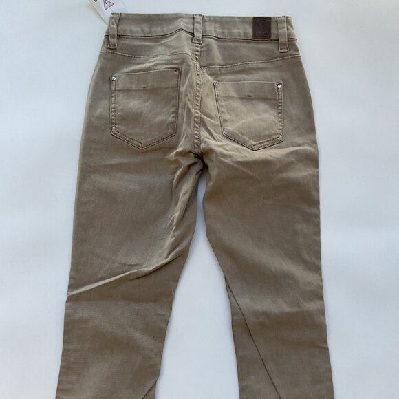 Guess Women’s Athletic Zip Skinny Jean In Khaki Ankle Zip Cropped Leg Size 25 - Picture 10 of 13